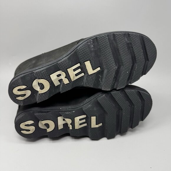 Sorel Joan of Arctic Wedge II Ankle Boots Womens 10 Black Leather Booties - Picture 9 of 9